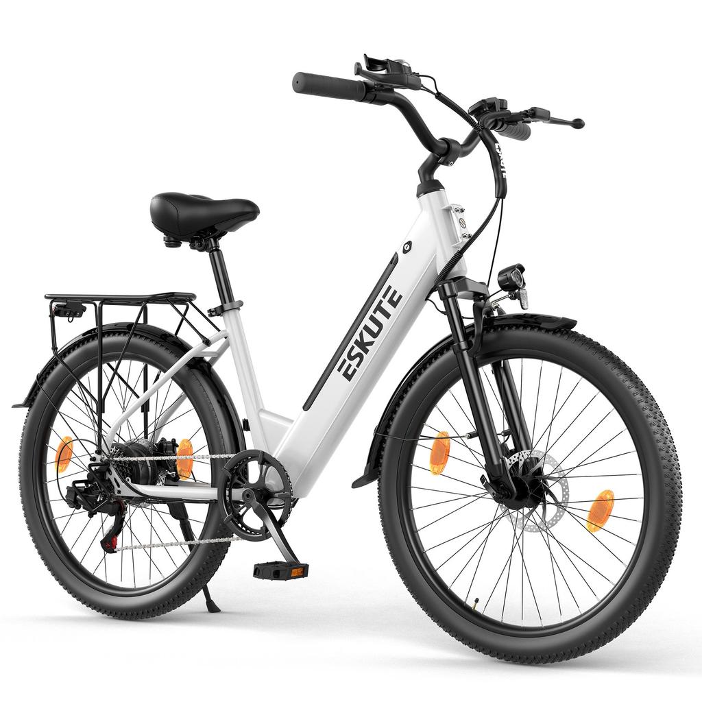 ESKUTE C100 PLUS City Commuting E-Bike For Unisex 36V13AH Battery 250W Motor 26 Inch Tires Electric Bicycle With TowSeat Comfortable and Practical
