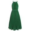 Women Strap Sleeveless Pleated Thin Halter Solid Color Lace Up Dress