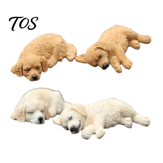 Kreatives Geschenk für Autoliebhaber 2 Stück Schlafender Harzhund Figur, Niedliche Welpen Armaturenbrett Dekoration Exquisite Tier Skulptur Frauen, Mini Beruhigende Statue Schreibtisch,