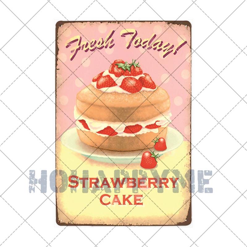 Food Dessert Sign Cake Donuts Hot Dog Metal Plaque Vintage Poster Decorative Restaurant Shop Cafe Wall Decoration Plates 20x30cm