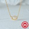 Stylish Simple Wind S925 Sterling Silver Pearl Eye Diamond Clavicle Chain Demon'S Eye Necklace