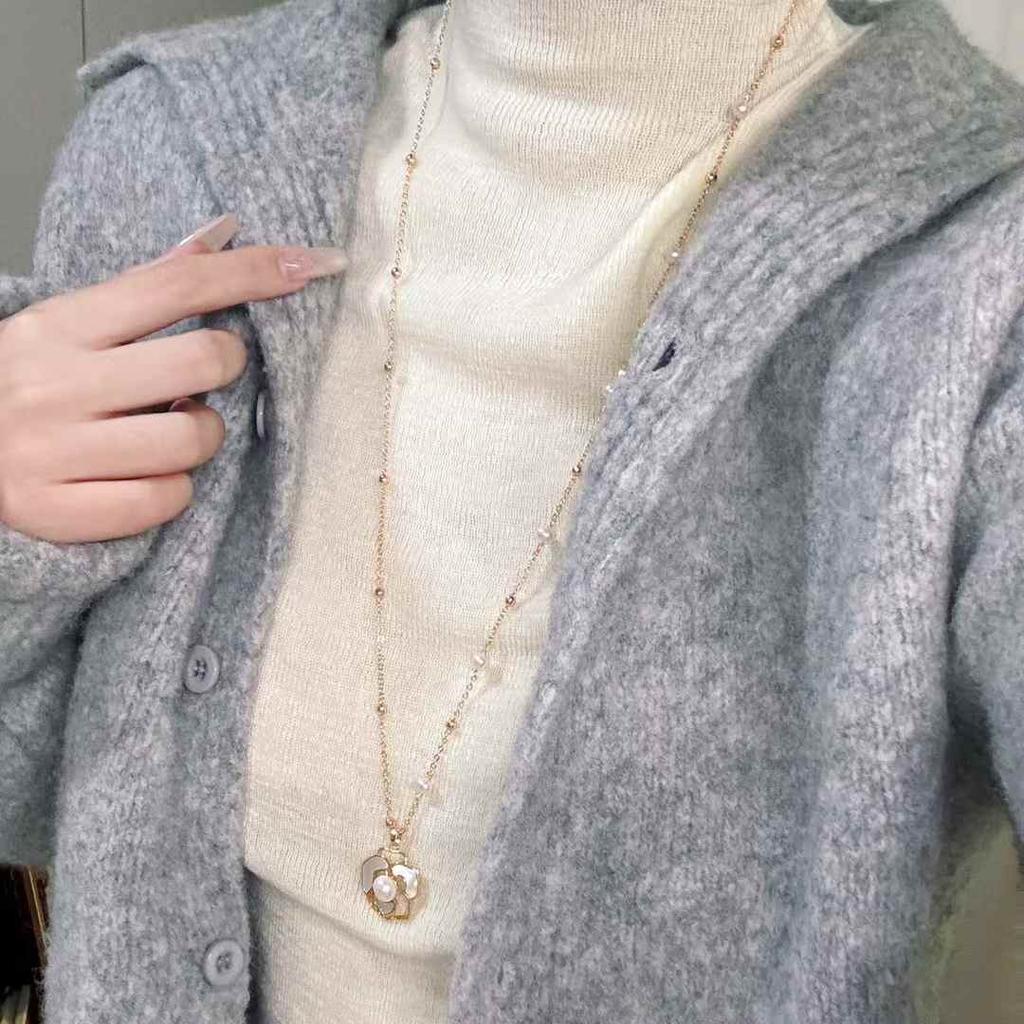 Camellia Starry Sky AAAA Grade Potato Shape Freshwater Pearl Necklace with Gold Plated Brass Chain 4-9mm 70+8CM Long