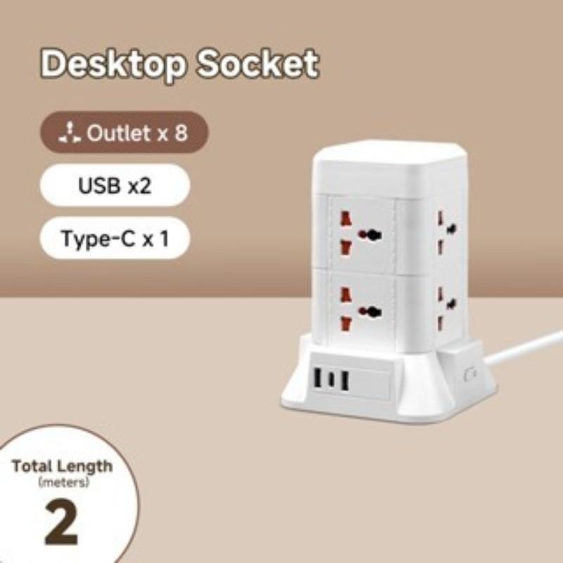 2/3 Layer Surge Protector Tower Power Receptacle Automatic Overloaded Switch Socket Board 2/3/5M Power Cord With Multiple Plugs