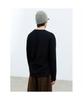 Saendeusaundeu (Unisex) Twisted Waffle Henley Neck Long Sleeve T-Shirt Black