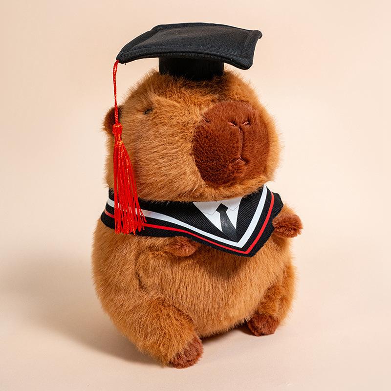 Graduation Season Doctor Capybara Doll Plush Toy Doctor Hat Bear Elephant Doll Graduation Memorial Gift Doll