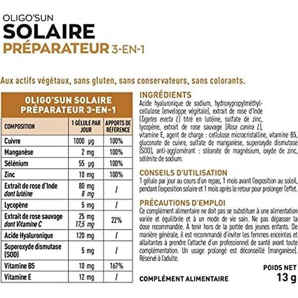 Granions Oligo'Sun - Présparateur Solaire 3-en-1 - 1 Mois - 30 Comprimés