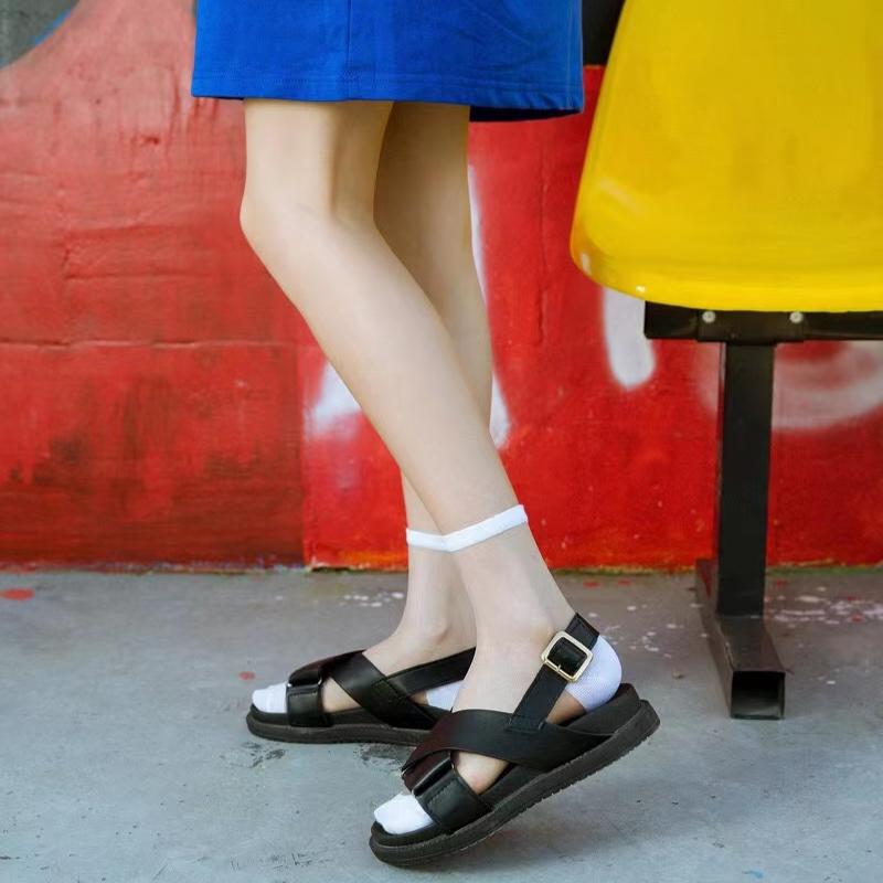 5 Paar Damen Socken Mode Durchsichtiges Netz Glasseide Socken Ultradünn Transparent Kristallspitze Fabelhaft Elastisch Sommer Knöchel