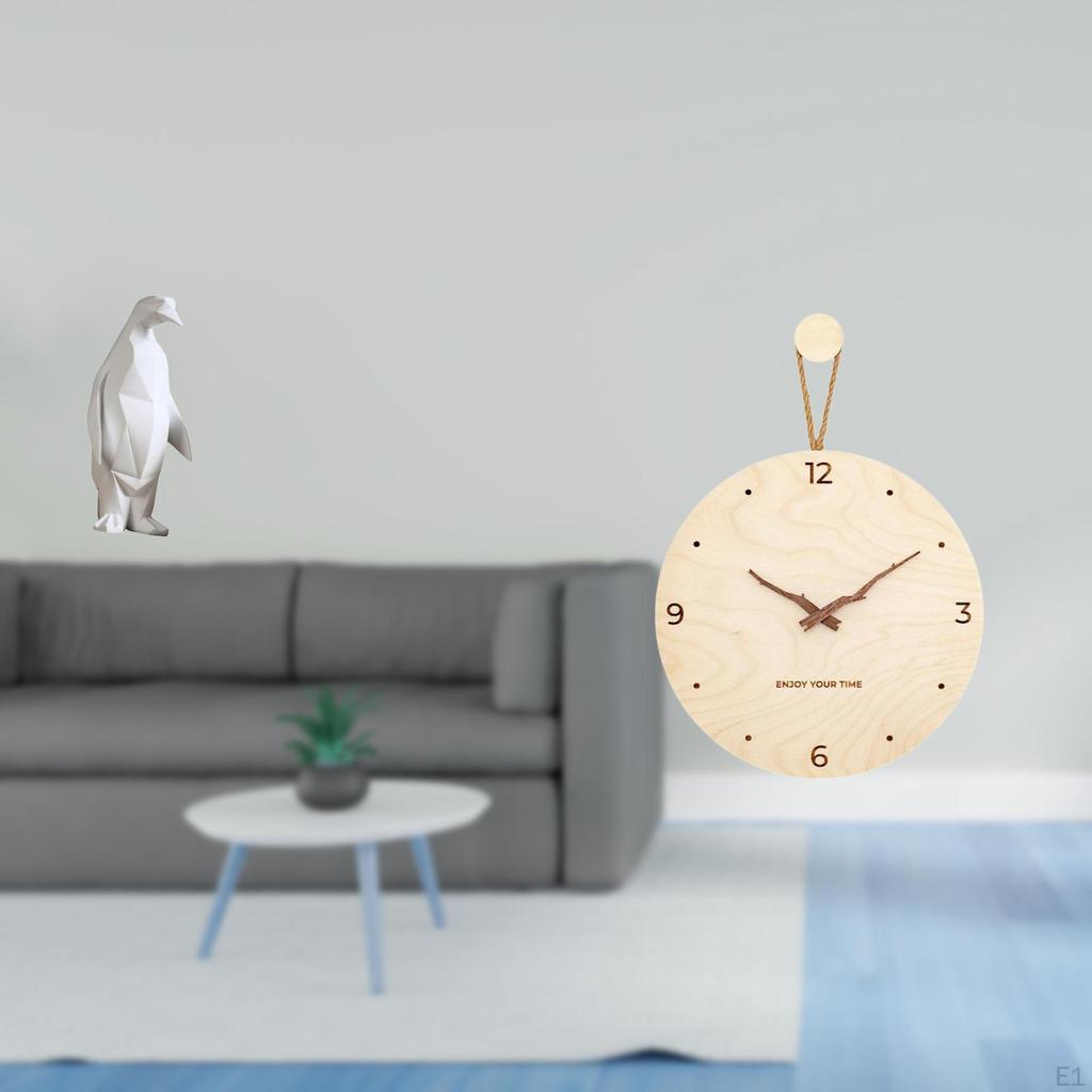 Penguin Resin Animal Statue And Wood Wall Clock Minimalist Modern Nordic Decorative Ornament for