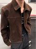 Unisex 25-Year Retro Korean Suede-Feel Dark Brown Jacket