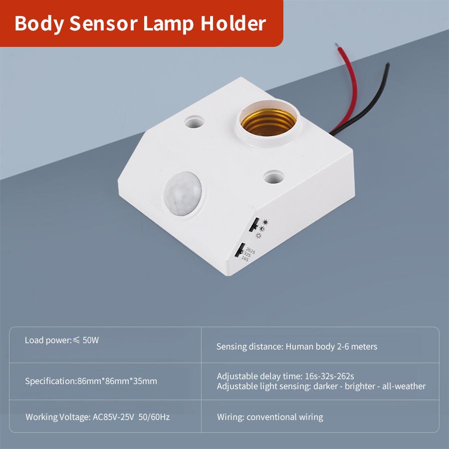 

Бесплатная белая лампочка КУПИТЬ светодиодную автоматическую инфракрасную лампу с датчиком движения PIR с цоколем E27, настенный держатель для лампы с датчиком движения PIR