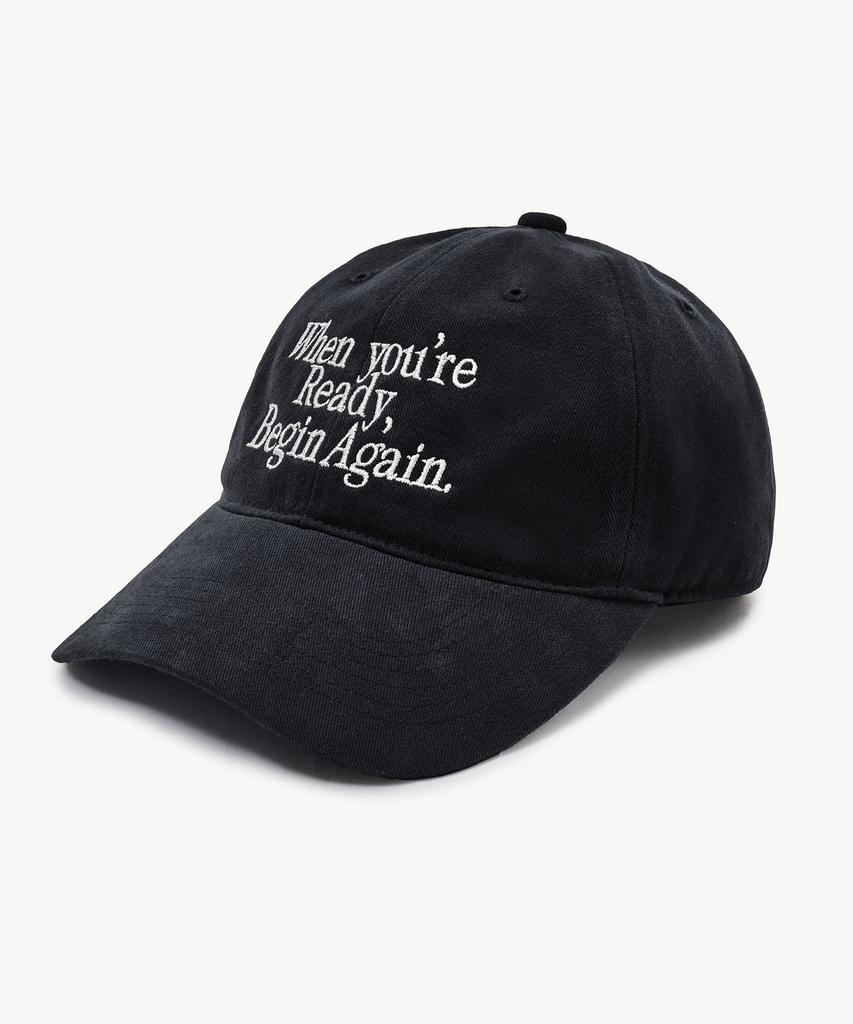 LADY VOLUME Begin Again Cotton Ball Cap (Black)