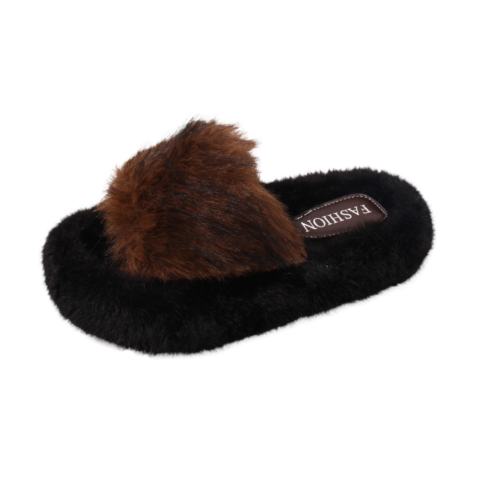 

2025 new Mao Mao slippers women s fashion outer wear autumn and winter thick bottom word super fire leisure cotton drag tide soft skin-friendly 40 коричневый