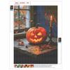 DIY Full Drill Diamond Painting Kit Halloween Pumpkin Candle Design Rhinestone Canvas Art Relaxing Handmade Gift for Adults
