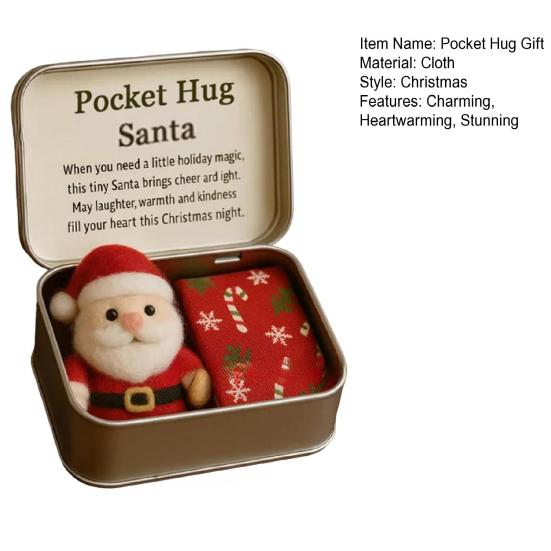 Christmas Pocket Hug Gift Handmade Felt Doll in A Box Little Pocket Hug with Gift Card Thoughtful Gift for Friends Family