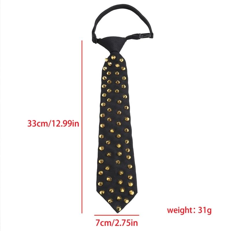 Uniform Black Ties for Senior High School Girl Uniform Pre-tied Preepy Look Adjustable Neck Ties with Metal Rivets