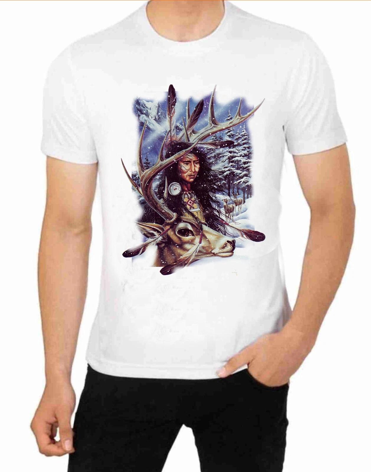 Hunting For Dinner Native American Indian Art T-Shirt Art Vintage Prints 4XL