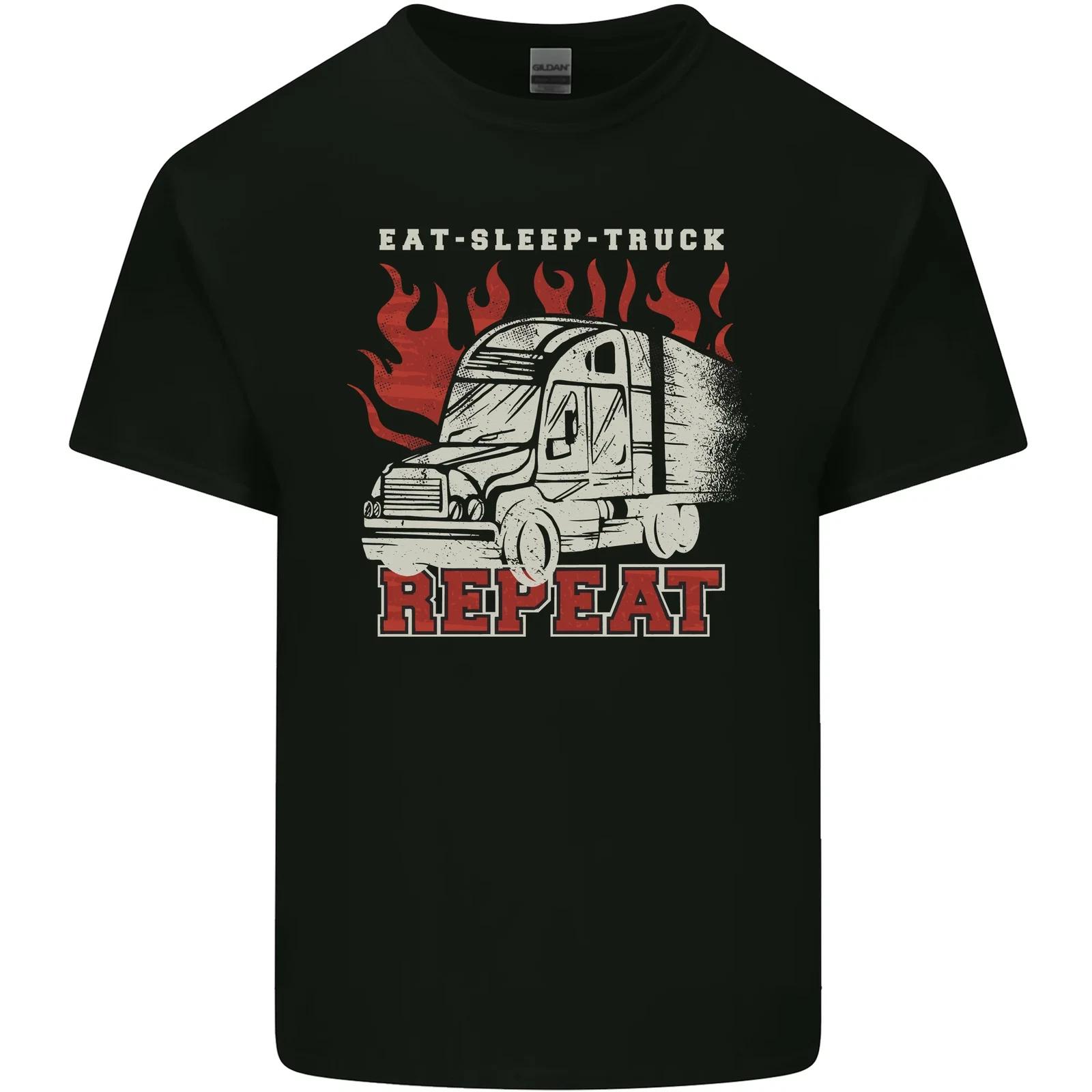Lorry Driver Eat Sleep Truck Trucker Kids T-Shirt Childrens M