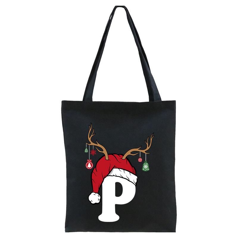 Christmas 26 English Letter Printing Tote Bag Shoulder Bag Women's New Large Capacity Go Out Portable
