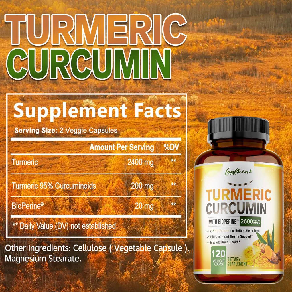 Kurkuma Curcumin 2600mg - Gelenkgesundheit, Linderung von Gelenkschmerzen und Entzündungen