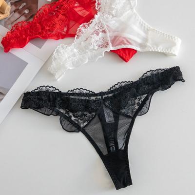 Lady Summer Ultra Thin Pure Desire Sexy Lace Mesh Gauze Beautiful Buttock Thong Underwear