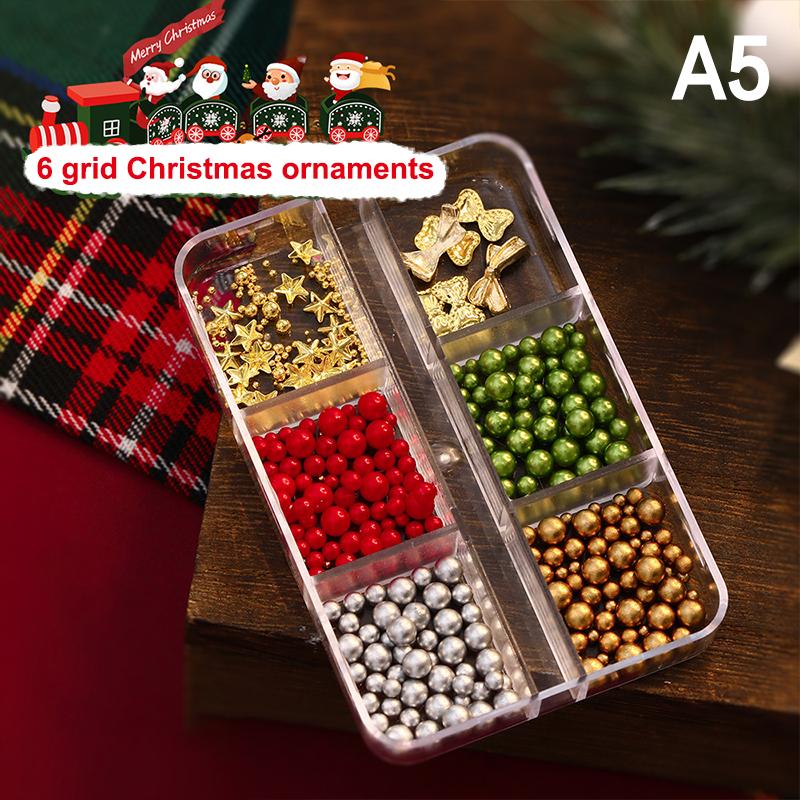 Christmas Red/Green Pearl Nail Rhinestone Mixed Size Pearlescent Colorful Beads Nali Charms Christmas Manicure Jewelry
