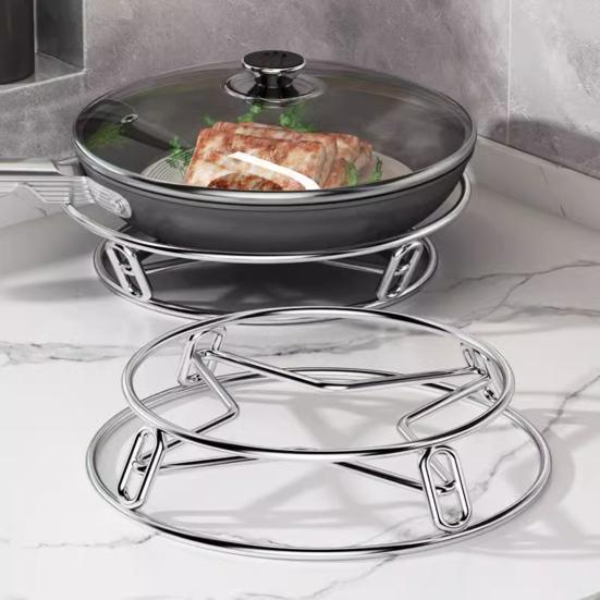 Double Layer Pot Rack Heat-Resistant Strong Load-bearing Hollow Design Multipurpose Pot Holder Stainless Steel Steaming Rack