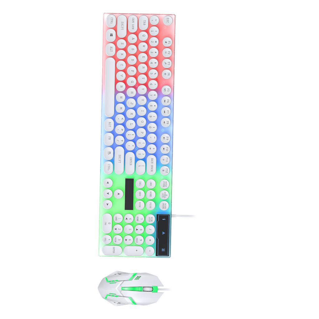 Colorful LED Backlit Keyboard and Mouse Combo Gaming Wired Keyboard USB Keyboards with Gaming Mouse White