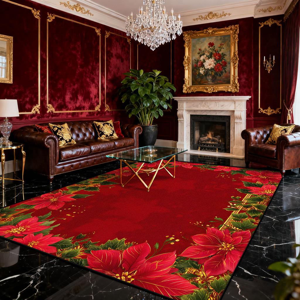 American Red Christmas Carpet for Living Room Decoration Sofa Coffee Table Area Rugs for Bedroom Large Area Floor Mat Washable