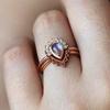 Xiaomi Huitan Elegant Women 2Pcs/Set Ring Imitation Moonstone Fancy Accessories Inlaid Shiny CZ for Party Daily Wedding Trendy Jewelry