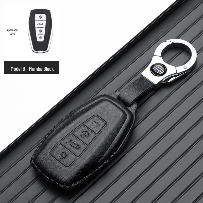 Genuine Leather Key Case for Geely Boyue, Xingyue L, Binyue ICON, Xingrui, Panda Mini - Premium Metal Shell