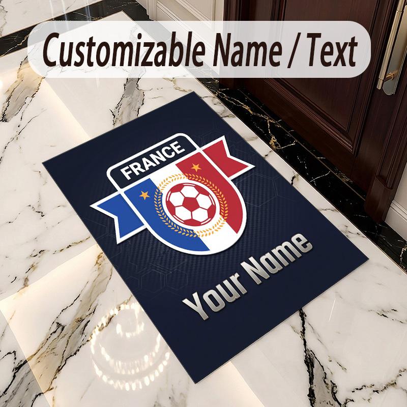 Crystal Velvet Rug France national football team Print Custom Name Text Floor Mat Home Decor