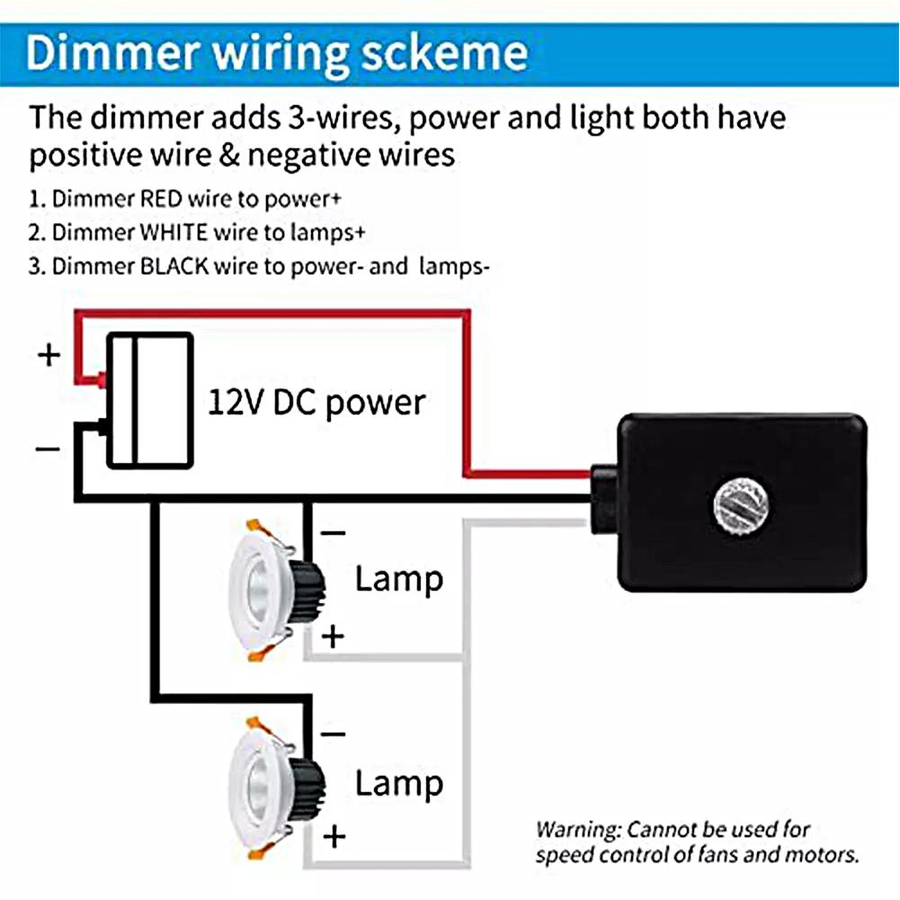 DC 12V 5A LED Dimmer Control Switch Adjustable Brightness Controller Switch Lamp Bulb Single Color Light Power Supply Controller