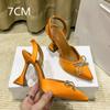 Fashion Pointed Middle And Back Empty Silk Sandals Women'S Net Red With Crystal Bow Stiletto Heels