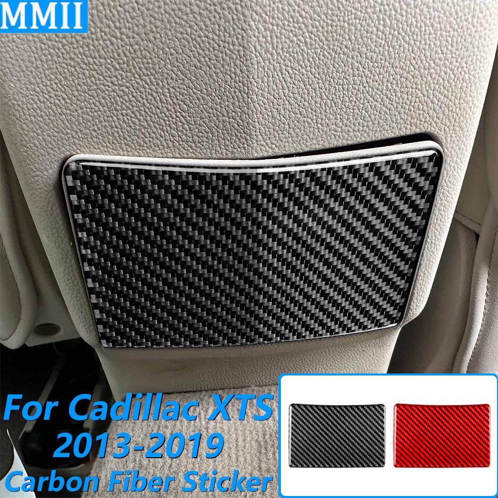 For Cadillac XTS 2013-2019 Carbon Fiber Central Armrest Box Rear Storage Panel Decoration Cover Car Accessories Interior Sticker