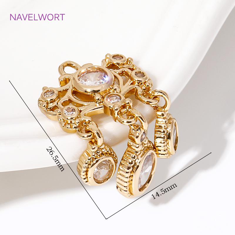 2/4Pcs Brass Leaf Charms 18K Gold Plated Charms Connector,Inlaid Zircon Leaf Charms Pendants For Jewelry,DIY Jewelry Material