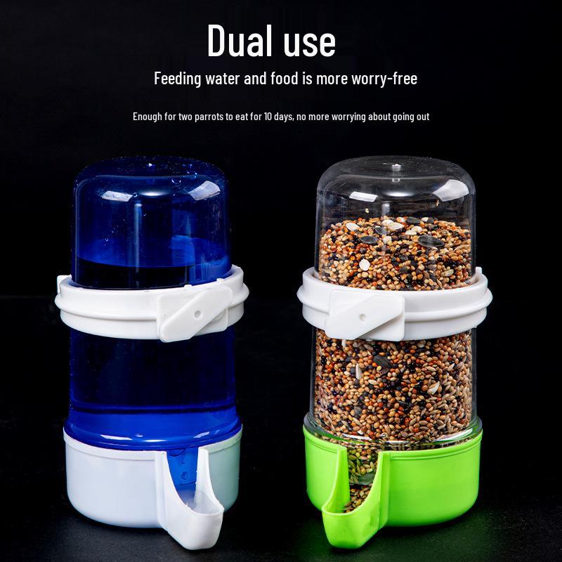 Large Capacity Dual-Use Parrot Waterer & Feeder - Anti-Spill, Anti-Splash, External Hanging Design