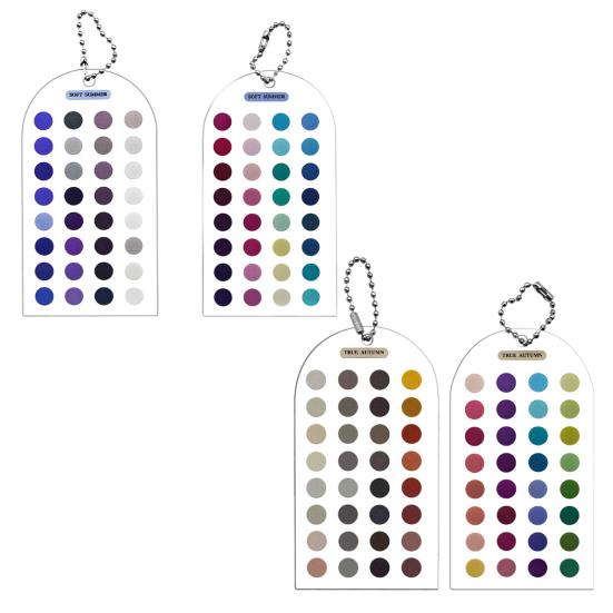 2 Sheets Summer Color Cards Double-Sided Palette with 24 Circular Color Blocks Color Analysis Template Cards Portable Personal Color Guide