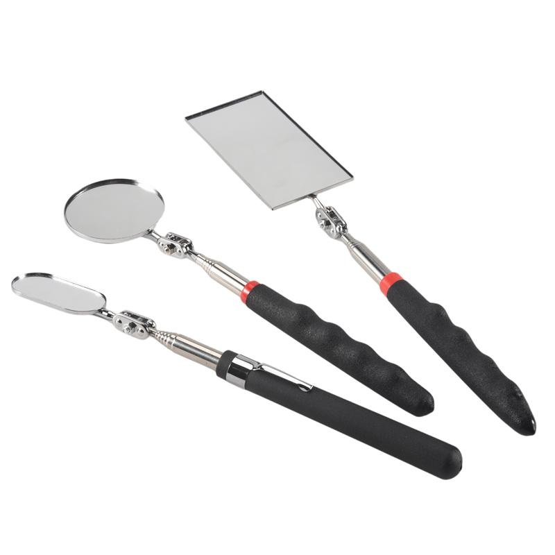 ABJI-3 Pieces Telescoping Inspection Mirror Round Mirror Square Mirror Inspection Tool For Checking Vehicle,Observing Mouth