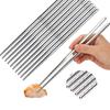 Reusable Sushi Chopsticks Set 304 Stainless Steel Non-Slip Japanese Food Chinese Korean Metal Chop Sticks Dishwasher Safe