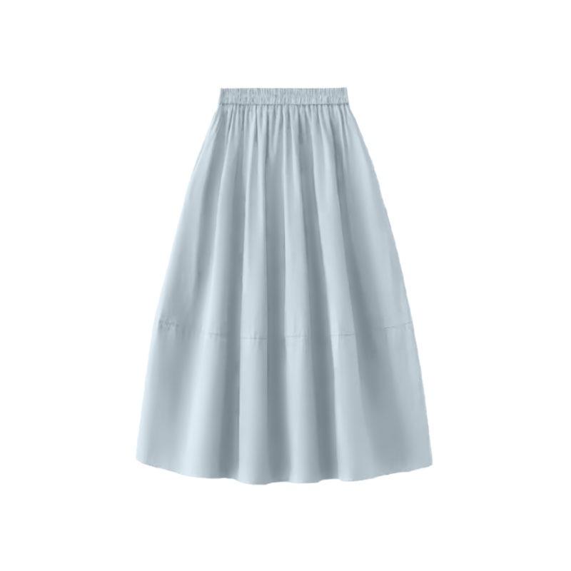 Gray-blue ice silk Yamamoto skirt women's summer thin new high-waisted thin skirt pleated umbrella skirt