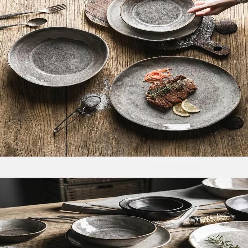 Plat de service en céramique rétro japonais Shangqi