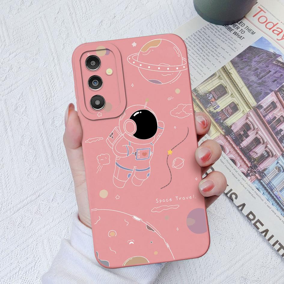 Śliczne astronauta etui do Samsung Galaxy A02 A03 A04 A12 A13 A14 A31 A51 A71 M54 kwadratowy płynny silikon tylna pokrywa do Samsung Galaxy zderzak Fundas