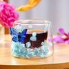 Dubbelväggiga Kaffemuggar i Glas med Torkade Blommor 150ml Värmetålig Glasmugg för Hemkontor Eftermiddagste Koppar Unika Gåvor för Kvinnor