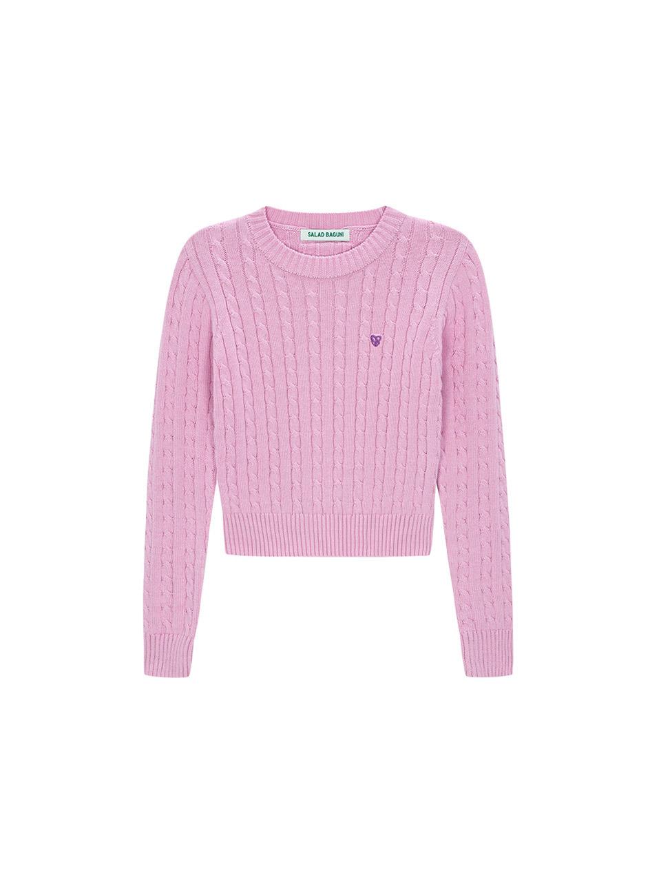 Salad Basket Unbal Cable Round Knit - Pink
