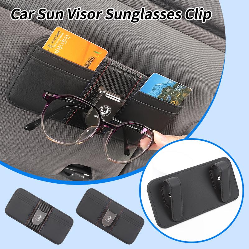 Car Visor Organizer Glasses Bag Sunglass Holder Card Clip Interior For Skoda Octavia Rapid Kodiaq Superb Derivative Karoq BS2