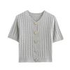 Versatile V-Neck Short-Sleeve Cable Knit Sweater for Women