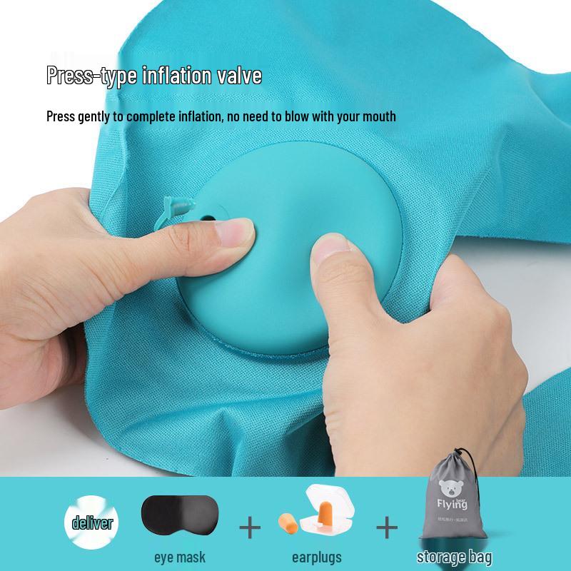 Pressing Inflatable U-Shaped Travel Pillow: Portable Airplane Headrest & Nap Neck Support