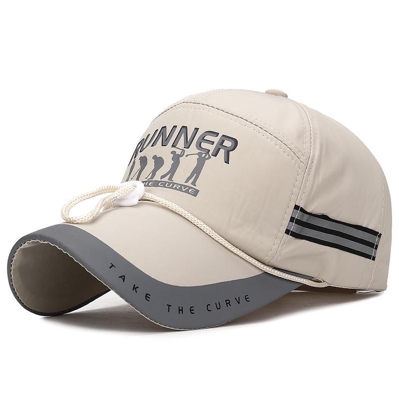 Extended Brim Sunshade Fishing Hat Men's Night Reflective Strip Sun Hat Large Brim Windproof Rope Men's Hat