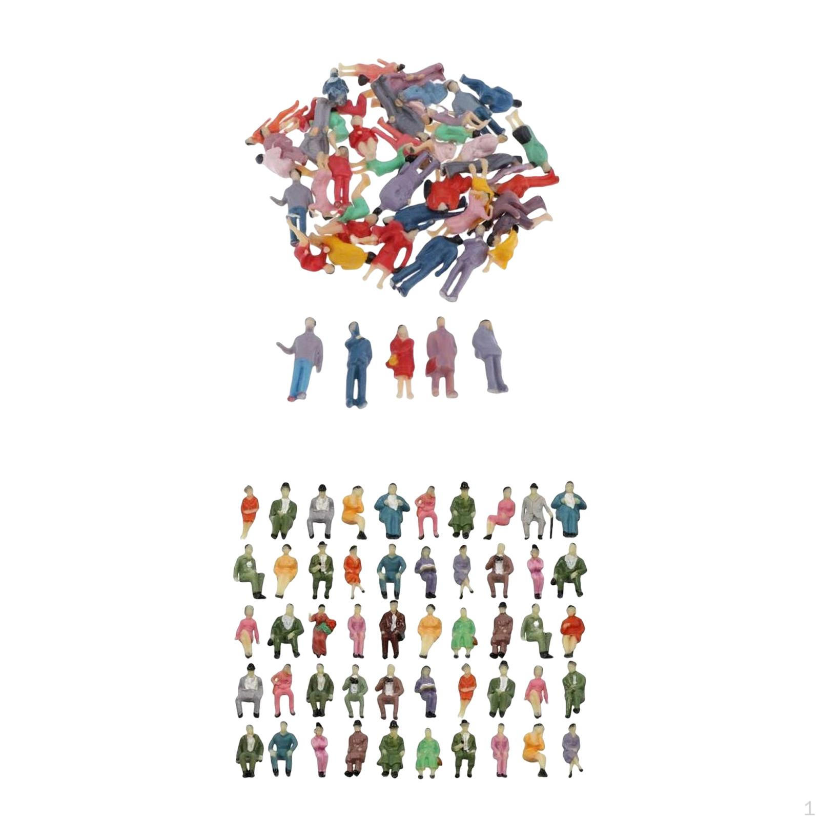 

100шт 1:87 Окрашенных Фигурок Масштаба HO Стоящие и Сидящие Люди Разные Позы Модельные Поезда