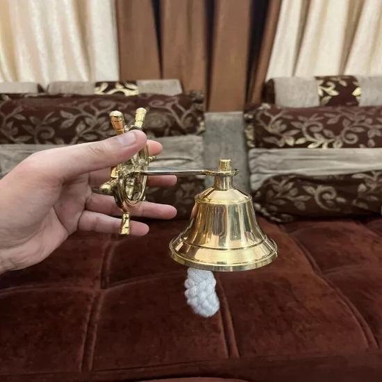 Nautical Marine Shiny Brass Wheel Ship Bell~Wall Hanging Door Bell Home Decor